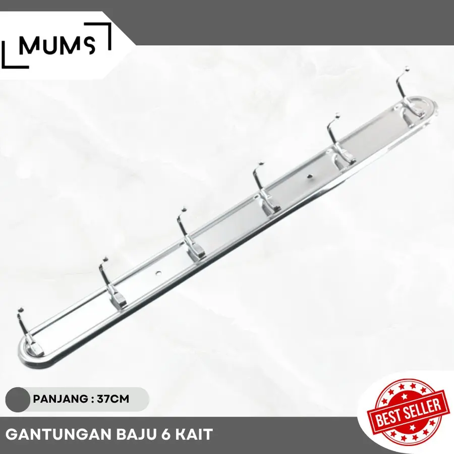 TERMURAH GANTUNGAN CANTOLAN HANDUK BAJU CELANA KAMAR MANDI KAMAR TIDUR 6 KAIT/Hanger Kapstok Dinding Tembok Cantolan Hook 6 Baris Gantungan Kamar Mandi Toilet Dapur