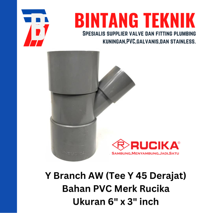 Gambar Y Branch 45 AW 6" x 3" inch PVC Rucika dari Bintang Teknik Toko Kota Administrasi Jakarta Barat Tokopedia