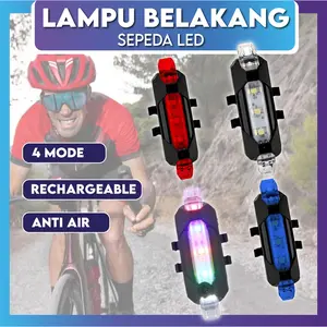 Lampu Sepeda LED 4 Mode Rechargeable USB Waterproof Aksesoris Belakang Bicycle Tail Lights