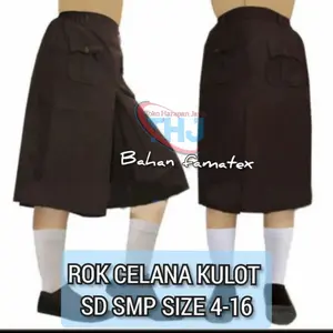 Rok kulot pendek SD SMP pinggang karet coklat size 3-16/Rok celana kulot seragam sekolah
