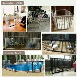 P.O SKIDA XY017 Kandang Anjing Portabel Besi Lipat Pagar Anjing Kucing Pet Cage Hewan Peliharaan Warna Putih & Abu-abu Tua