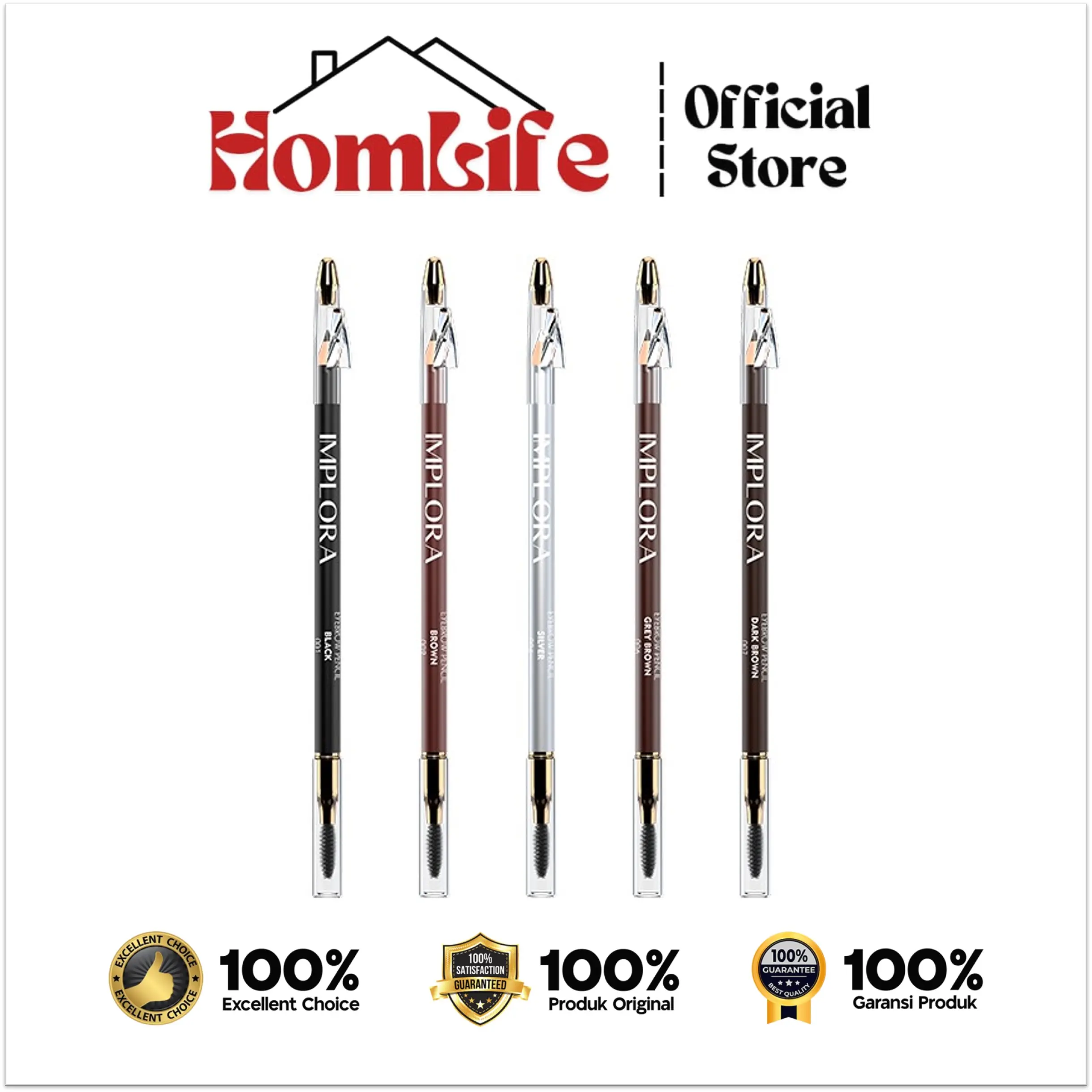 Implora Eyebrow Pencil Eyeliner Pensil Alis Soft Eyebrow Pencil 2 in 1