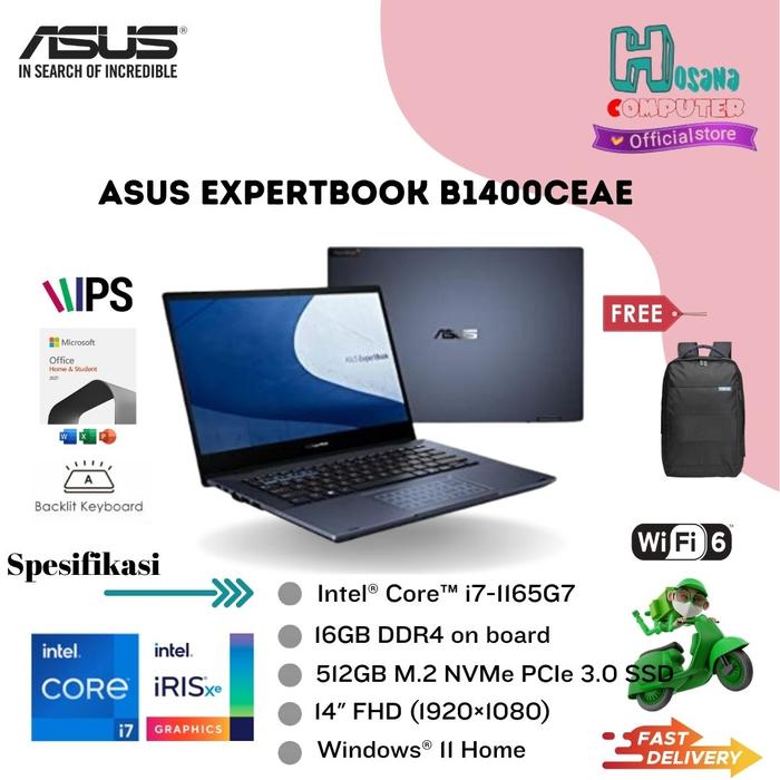 Jual ASUS EXPERTBOOK B1400CEAE i7 1165G7 16GB 512GB 14