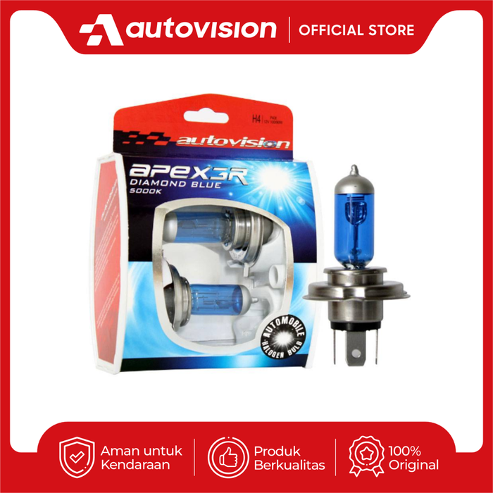 Gambar Autovision APEX CAR H4 12V 100/90W DIAMOND BLUE AH04RCUD dari Autovision_NEW Kota Bandung Tokopedia