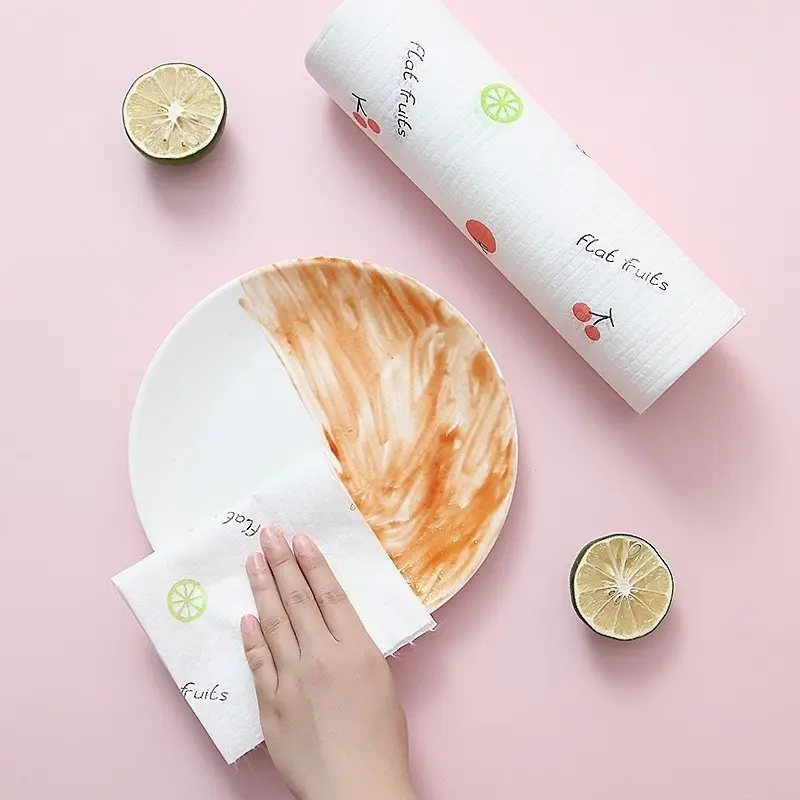 TISSUE DAPUR BULAT Tisu Gulung Roll Isi 50 Lembar Tisu Lazy Wipes Tissue Roll Penyerap Minyak Multifungsi Bisa DiCuci Motif Lucu Karakter 25 x 25cm 2