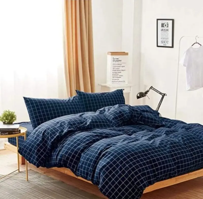set bed cover motif kotak kotak ukuran king 180x200/queen 160x200 5