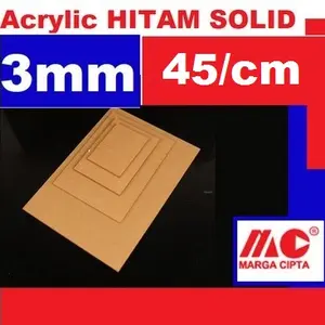 ACRYLIC - AKRILIK POTONGAN CUSTOM HITAM SOLID GLOSSY 3MM LEMBARAN