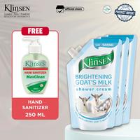 Gambar Paket Sabun Mandi Cair Klinsen Shower Cream Brightening Goat's Milk 500 ml x3 + FREE Hand Sanitizer Klinsen MaxClean 250 ml dari DKIShop- Dayman Klinsen Kota Administrasi Jakarta Pusat 1 Tokopedia