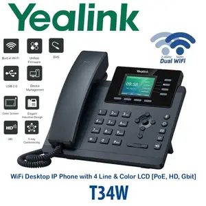 Yealink SIP-T34W - Cost-effective WiFi IP Phone [4 Lines, Color LCD, PoE, Gbit]