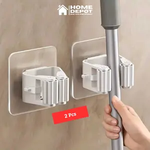Gantungan Sapu Dan Pel Tempel Dinding Holder Waterproof 2 Pcs