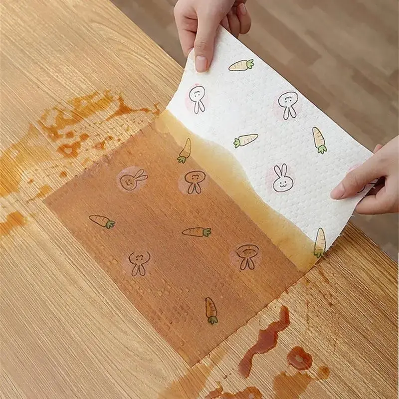 TISSUE DAPUR BULAT Tisu Gulung Roll Isi 50 Lembar Tisu Lazy Wipes Tissue Roll Penyerap Minyak Multifungsi Bisa DiCuci Motif Lucu Karakter 25 x 25cm 3