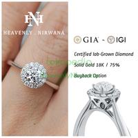 Gambar Royal Halo Diamond Ring - Emas 18K. Cincin Nikah CVD lab Diamond IGI dari HeavenlyNirwana Kab. Tangerang 1 Tokopedia