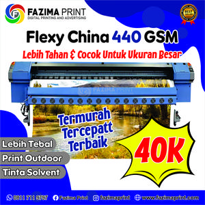 Fazima Print Cetak Flexi Korchin 440gsm Bahan Premium Proses 1 Hari Selesai Harga Kompetitif Spanduk Outdoor Banner Flexy China 440 GSM Lebih Tahan Cocok Untuk Ukuran Besar