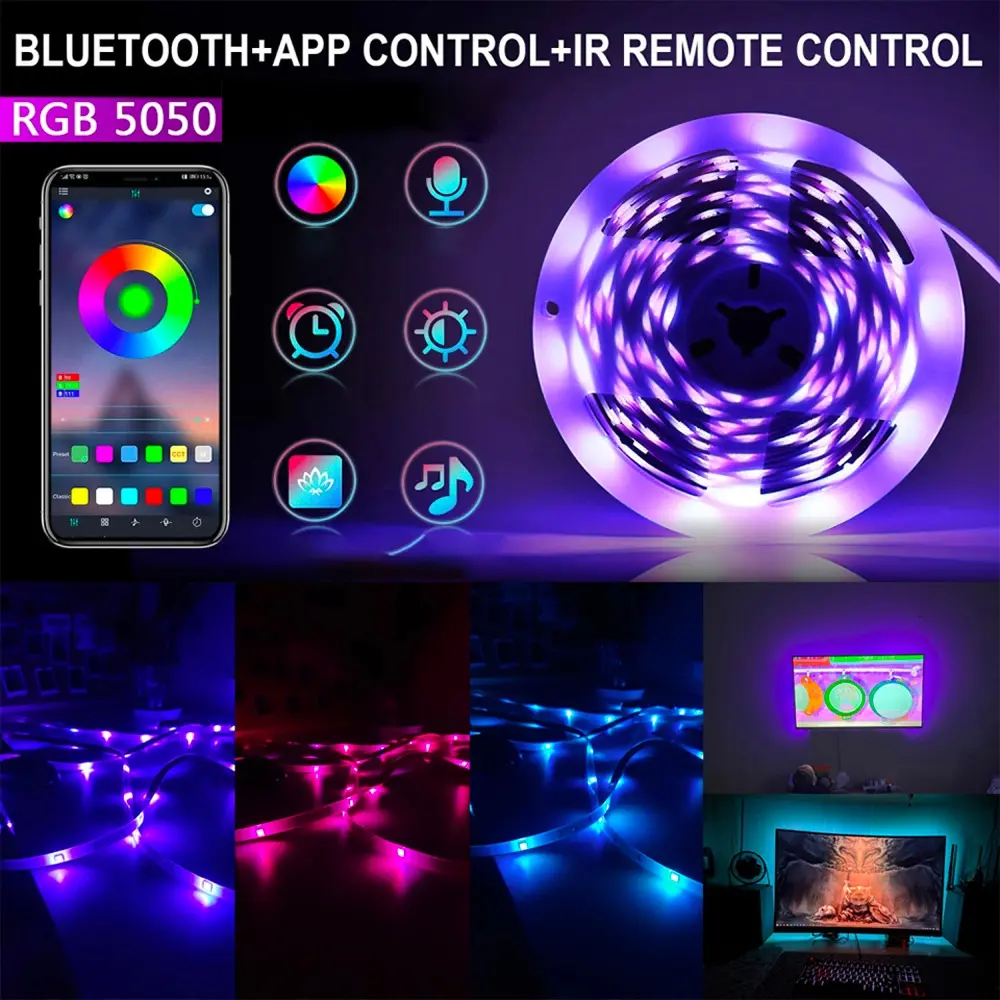 Lampu Led Strip 5M 10M 15M 20M led strip rgb 5050 Set lengkap