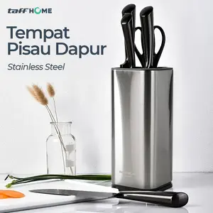 TaffHOME Tempat Pisau Dapur Kitchen Knife Stand Holder Stainless Steel - SUS430 - Silver