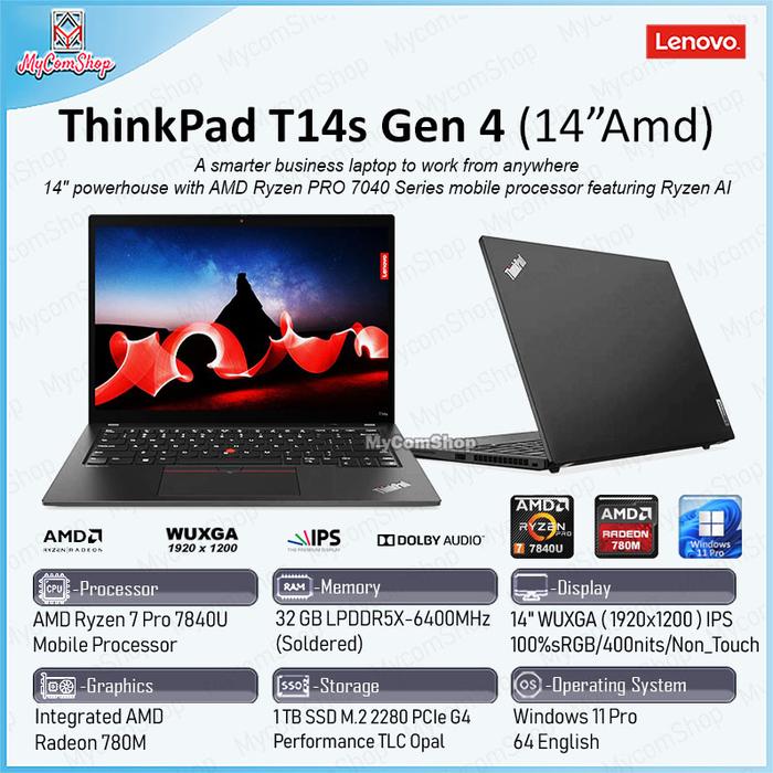Jual LENOVO THINKPAD T14S GEN 4 RYZEN 7 PRO 7840U 32GB RAM 1TB SSD