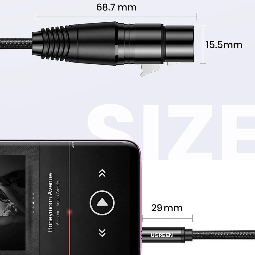 UGREEN Audio Cable Jack 3.5mm Male to XLR Female 1m - Black AV182 20763
