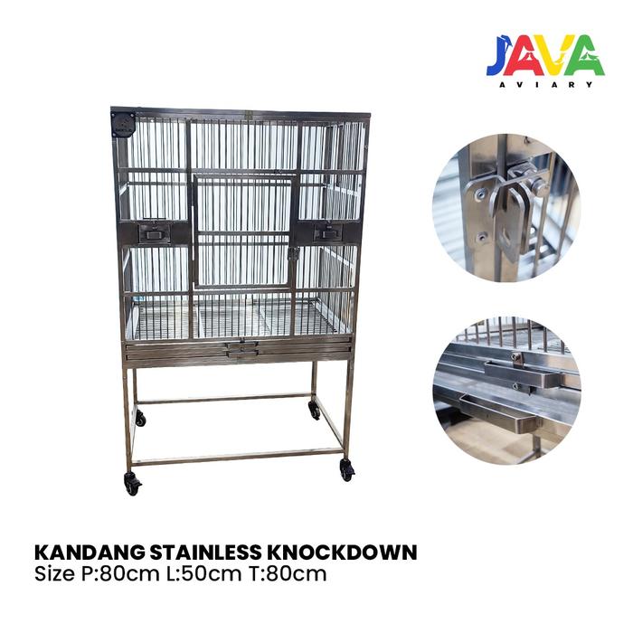 Gambar Kandang Burung Stainles knockdown Medium Large Size 80x50x80 kakaktua Macaw - stainless steel 304 dari Java Aviary Kota Administrasi Jakarta Selatan Tokopedia