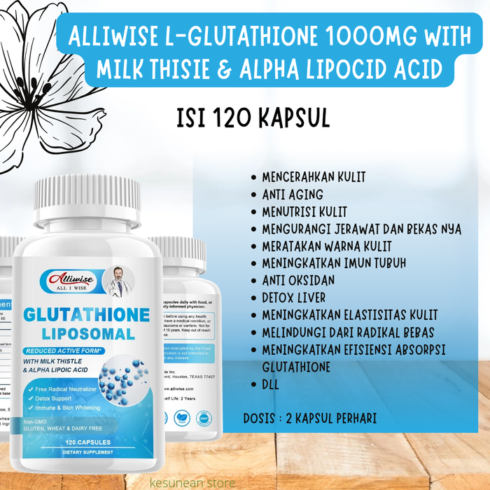 Alliwise Glutathione Liposomal 1000mg Dengan Milk Thistle Alpha Lipoic Acid Suplemen Nutrisi Kualitas Tinggi Untuk Meningkatkan Imun Dan Absorpsi ... Alliwise Glutathione Liposomal 1000mg Dengan Milk Thistle Alpha Lipoic Acid Suplemen Nutrisi Kualitas Tinggi Untuk Meningkatkan Imun Dan Absorpsi ...