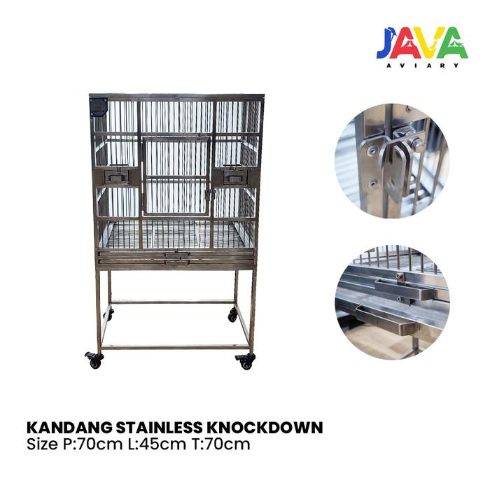 Gambar Kandang Burung Stainles knockdown Small Medium Size 70x45x70 Parrot African grey - stainless steel 304 dari Java Aviary Kota Administrasi Jakarta Selatan Tokopedia