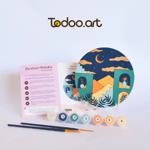 Wooden Paint by Numbers Kit: Mid-Century Boho Architecture | Todoo.art | Painting kit | Wall art and Table Display