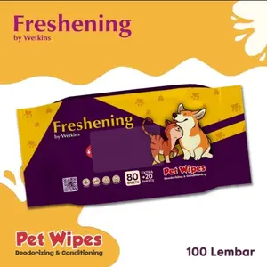 tisu basah hewan Wetkins Freshening Pet Waper tisu anjing tisu kucing 100 lembar Original