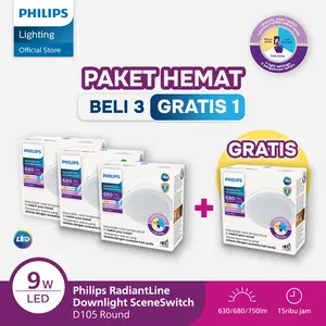 Beli 3 Dapat 4 Lampu Philips RadiantLine Downlight SceneSwitch 9W D105 3 Warna