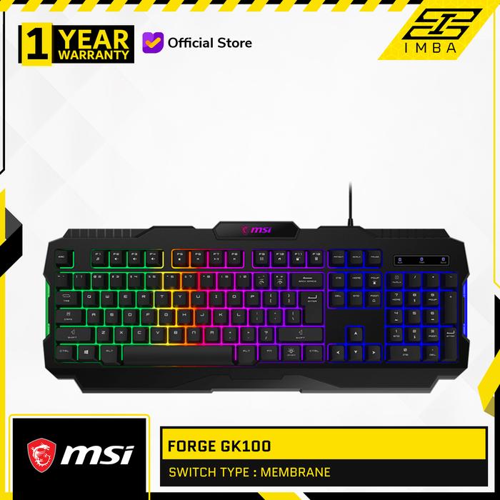 Gambar MSI FORGE GK100 GAMING KEYBOARD [Membrane Switches] dari IMBA PC Kota Administrasi Jakarta Utara Tokopedia