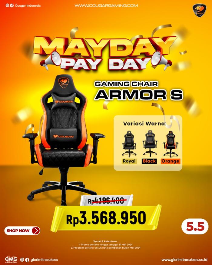 Gambar Cougar Gaming Chair - ARMOR S - Premium PVC leather dari distributorkomputer Kota Administrasi Jakarta Pusat Tokopedia