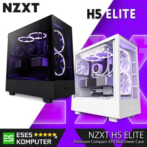 Case NZXT H5 ELITE Black / White Premium Compact ATX Mid-tower Case