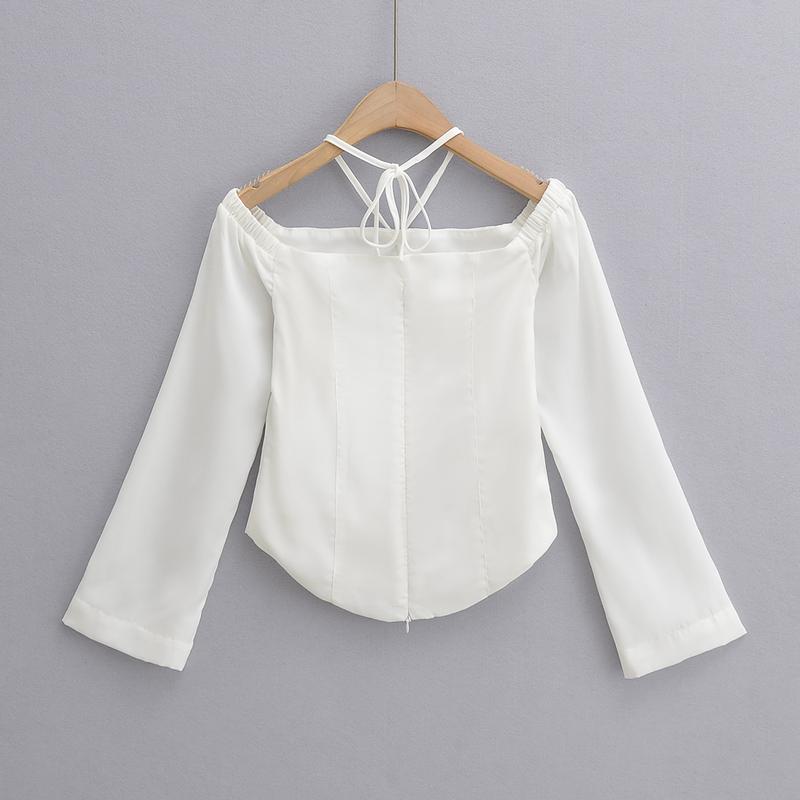 BLOUSE WANITA KOREA LENGAN PANJANG GAYA KPOP SEXY SUMMER PREMKIUM/BAJU KOREA MUSIM PANAS POLOS MODEL IKAT 6