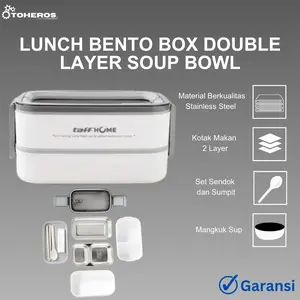 Kotak Makan 2 Tingkat Susun Layer Lunch Box Stainless Tahan Panas