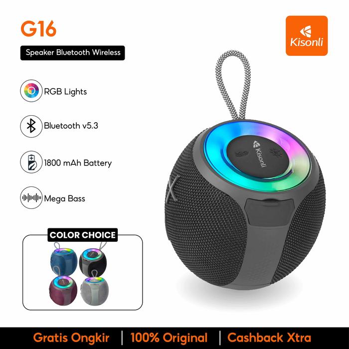 Promo KISONLI Speaker Bluetooth Wireless G16 RGB TWS Stereo Portable ...