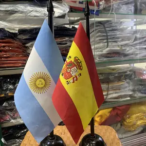 1set tiang kayu bendera meja ARGENTINA sama SPANYOL