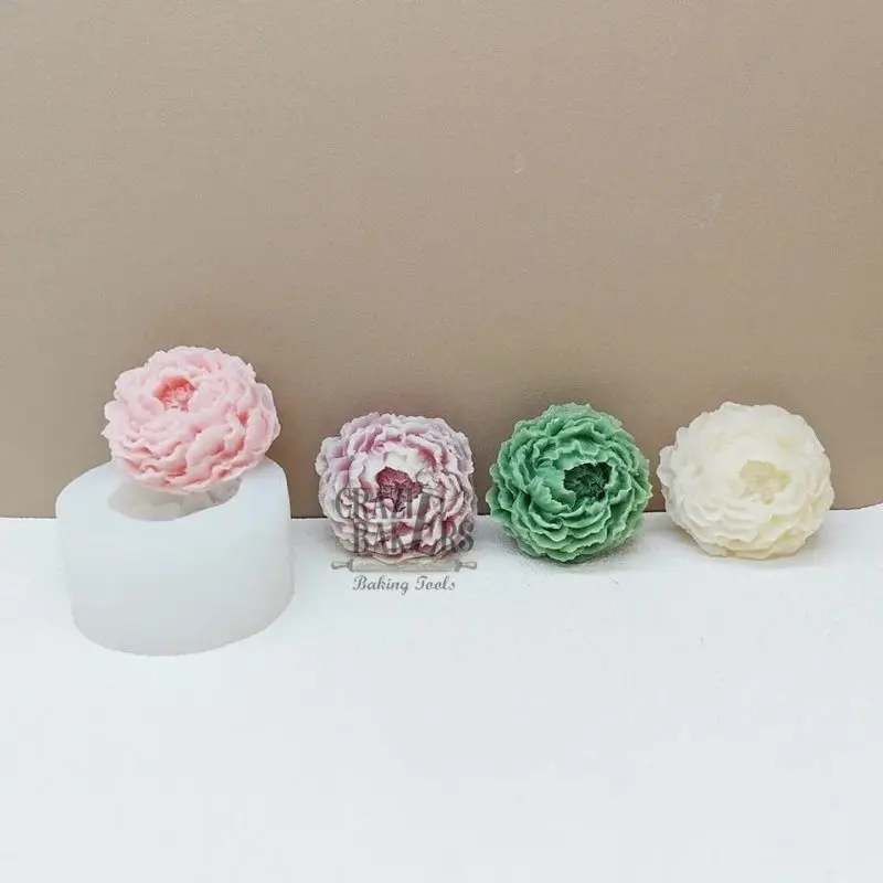 Cetakan Silikon Candle Lilin Pudding Bunga Peony Flower 3D Mold
