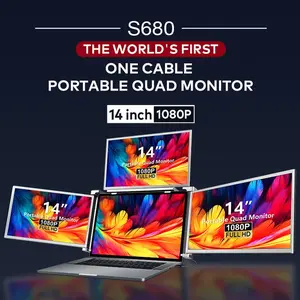 Portable monitor 14 inch 1080p triple bulk Icd monitors one cable connection Laptop screen extender quad