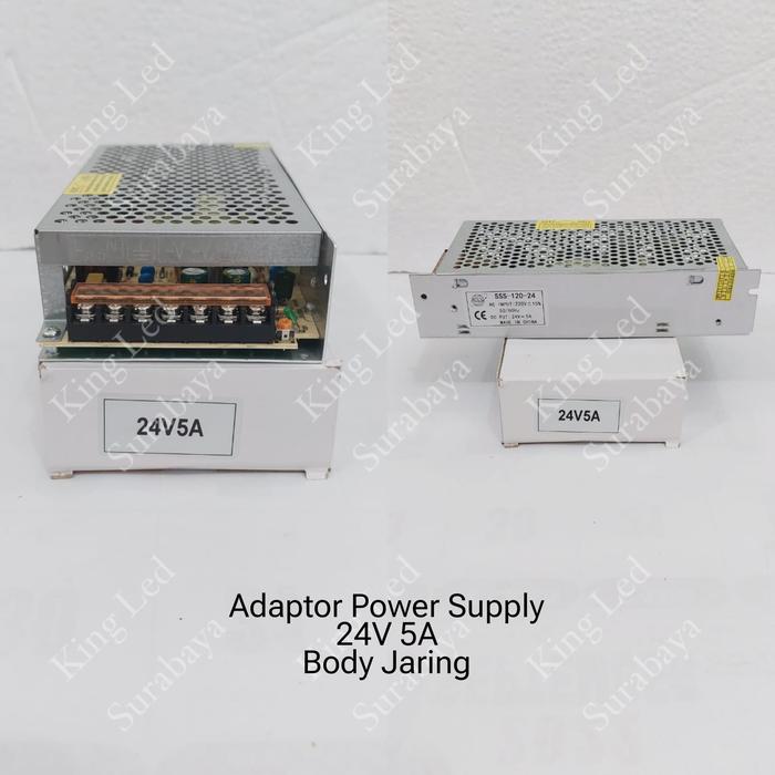 Gambar Adaptor 24V 5A Power Supply Switching LED Jaring 5 A 24V DC BODY KECIL dari King LED Surabaya Kota Surabaya Tokopedia