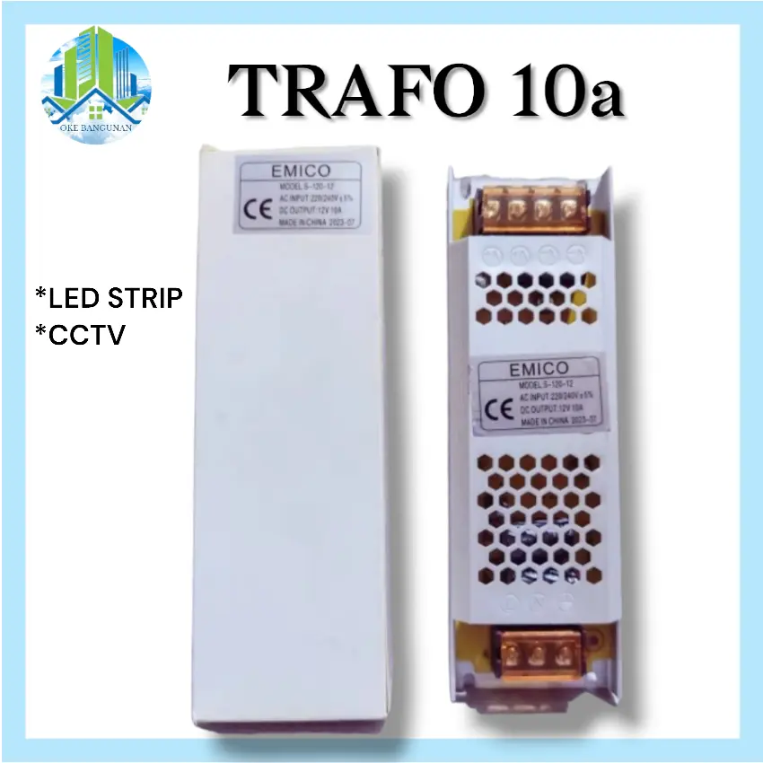 Trafo 10a Emico Adaptor driver power supply 120w watt 12v led strip cctv