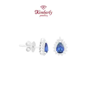 Anting Berlian Blue Sapphire KER780803 - Kimberly Jewellery