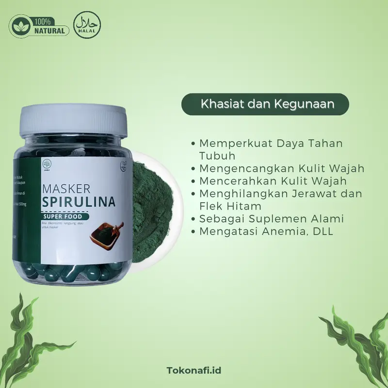Masker Wajah Spriluna 50/100 Kapsul untuk Mencerahkan Kulit dan Mengatasi Jerawat 3