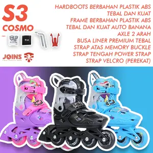 Sepatu Roda Inline Skate Anak Flying Eagle S3 Cosmo Black