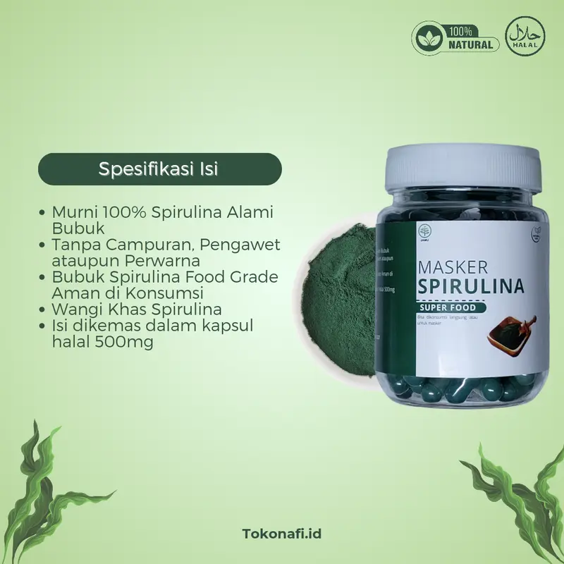 Masker Wajah Spriluna 50/100 Kapsul untuk Mencerahkan Kulit dan Mengatasi Jerawat 2