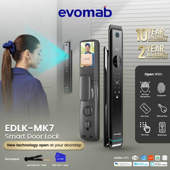 Gambar evomab Smart Door Lock Pintu Digital Kamera Face Recognition EDLK-MK7 dari evomab Kota Administrasi Jakarta Barat Tokopedia