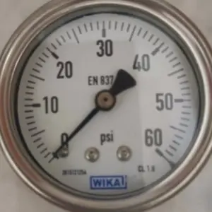 Wika 2" 60 psi, drat 1/4" NPT Kuningan Payung (Center Back)