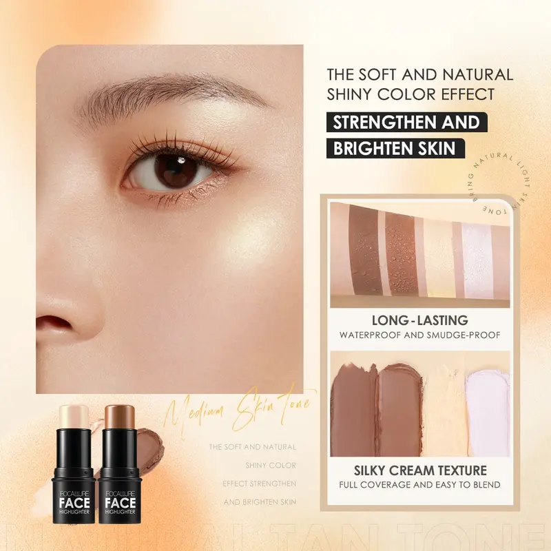 FOCALLURE HIGHLIGHTER CONTOUR STICK KOSMETIK WAJAH STIK PEWARNA PIPI SHIMMER FOCAL LURE CONTUR KONTUR 5