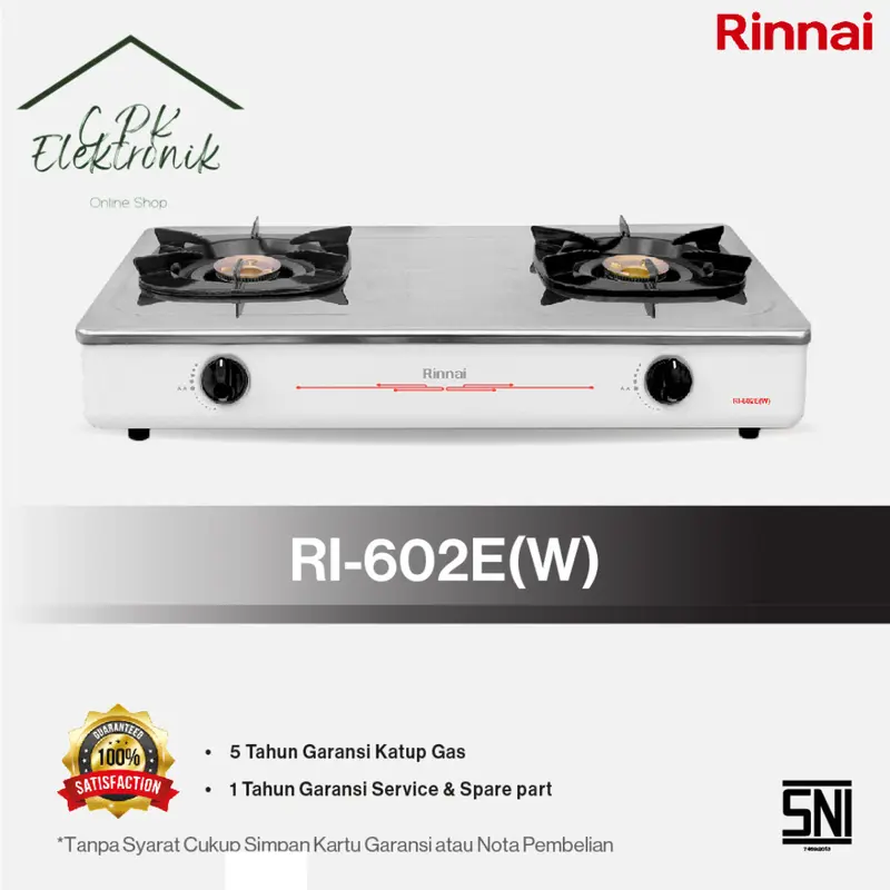 Kompor 2 Tungku Rinnai RI-602E White Stainless Steel 0