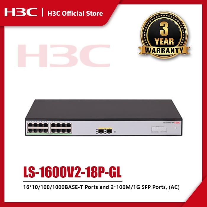 Gambar H3C S1600V2-18P L2 Ethernet Switch with 16*10/100/1000BASE-T Ports and 2*100M/1G SFP Ports, (AC) -LS-1600V2-18P-GL dari H3C Official Store Kota Administrasi Jakarta Barat Tokopedia