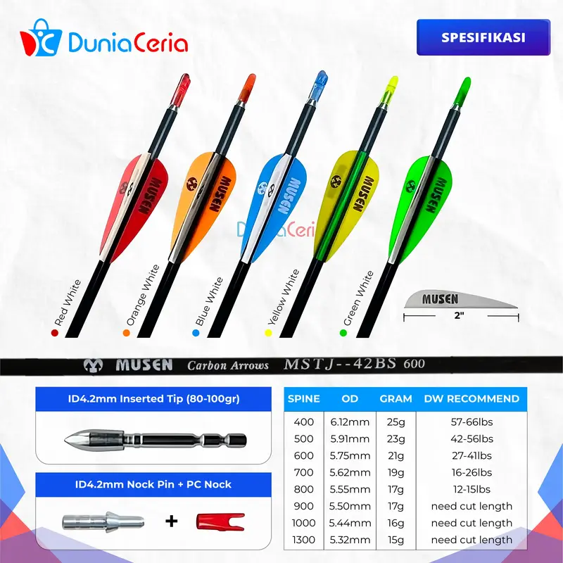 Anak Panah Arrow Musen 6mm Spine 700 Pure Carbon MSTJ-42BS 4