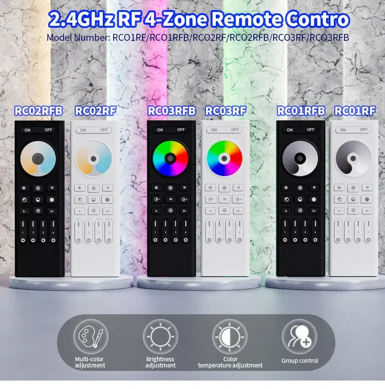 AMC 2.4G RF Dimming Remote Control 4-Zone RGBCCT CCT Single Color 0