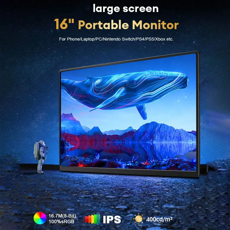 Portable Monitor IPS 16 Inch 1920x1200P 60Hz Touchscreen - 1600XTS - Black 0